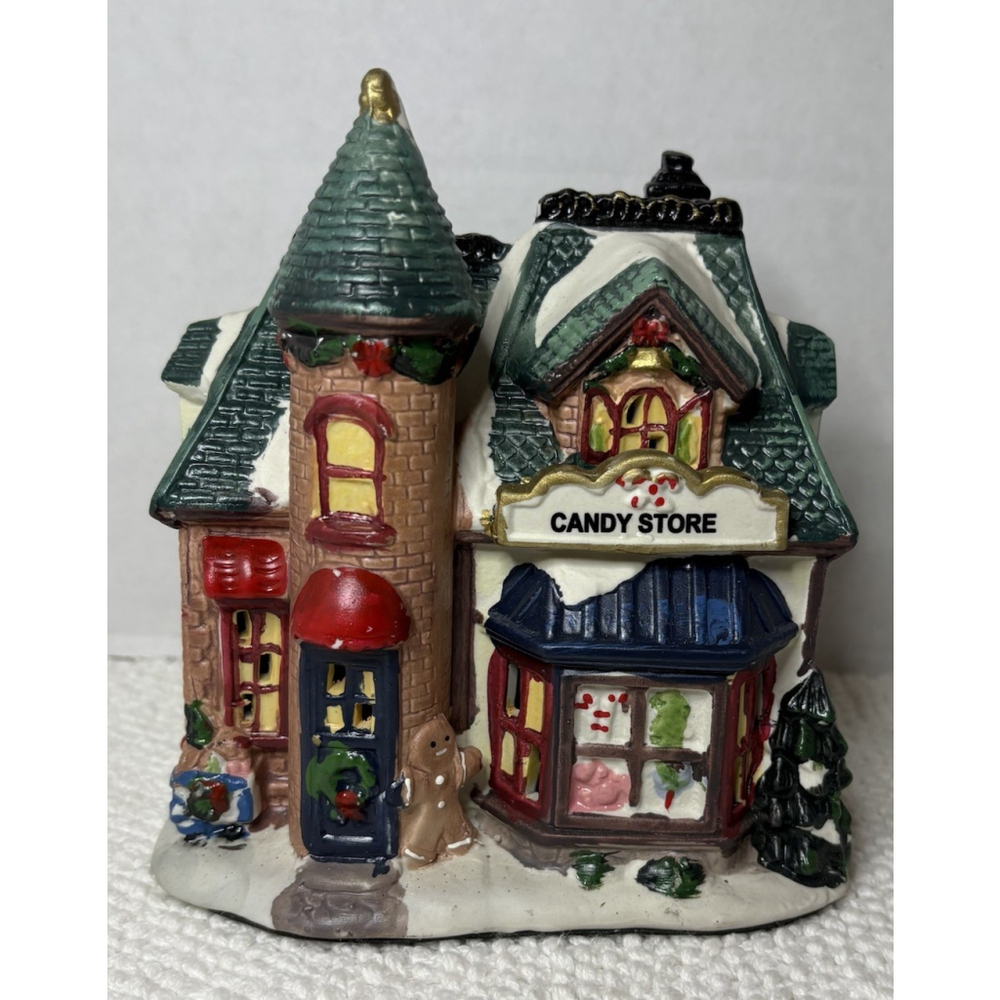 Christmas Village Candy Store Ceramic Building | Holiday Winter Town Decoration